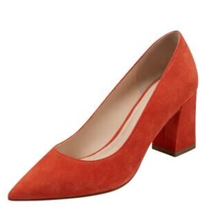 MARC FISHER Women's Zala Pumps Size 6 M Orange Suede Block Heel Pointy NWOB